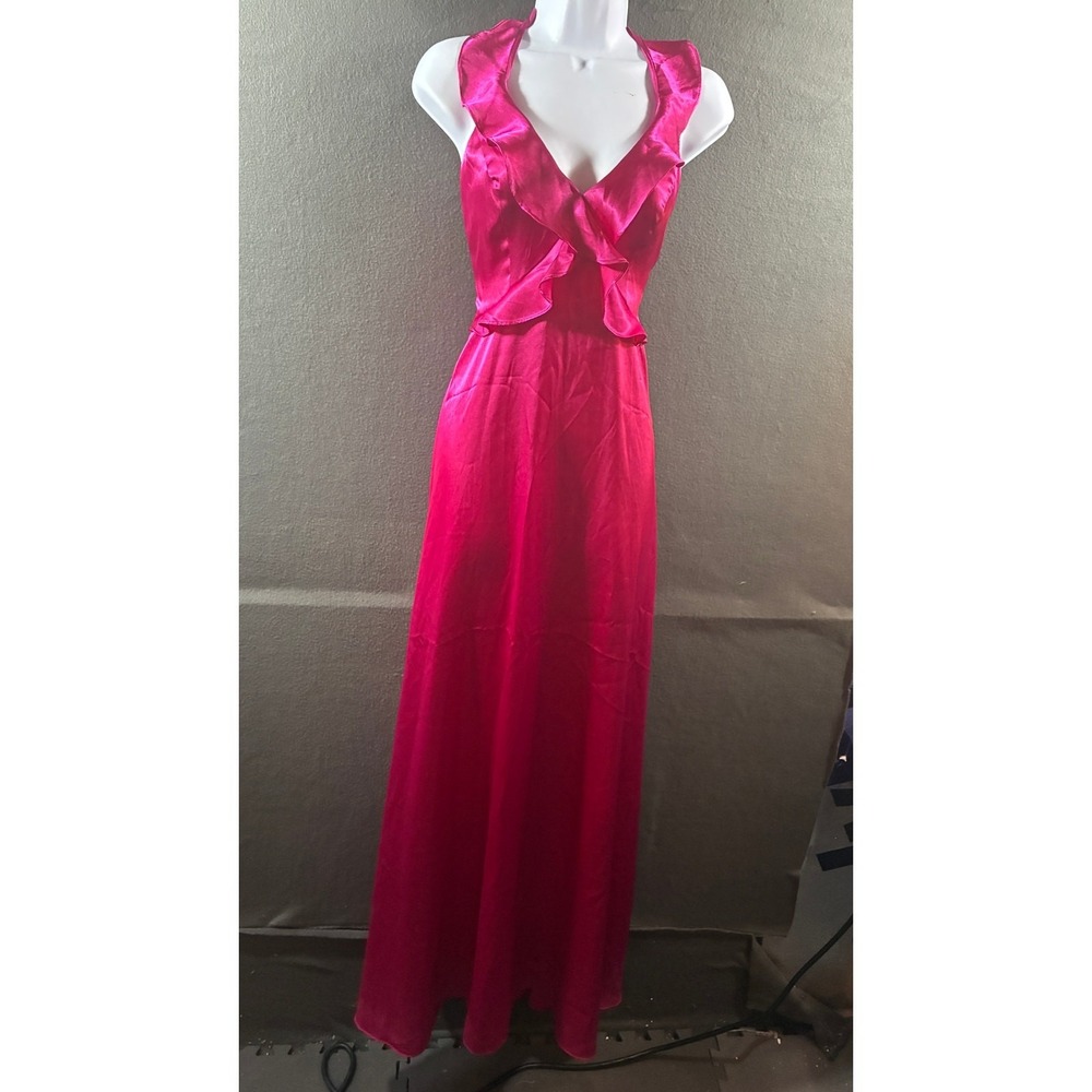 y2k women babydoll maxi dress pink fairy whimsical ruffle dainty feminine satin